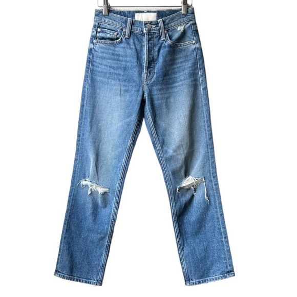 MOTHER Superior Blue The Tomcat Playing With Scissors Ankle Straight Jeans Sz 24 - Picture 4 of 16